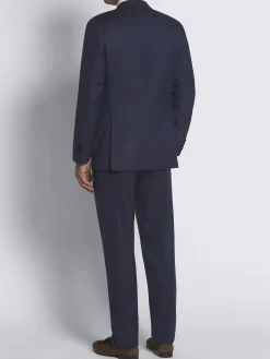 Navy blue herringbone Super 150's responsible wool Brunico suit