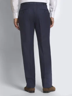 Navy blue herringbone Super 150's responsible wool Brunico suit
