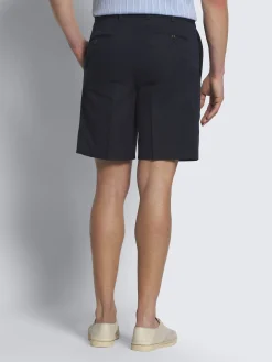 Navy blue linen and cotton gabardine Pienza shorts