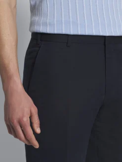 Navy blue linen and cotton gabardine Pienza shorts