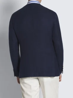 Navy blue linen, wool and silk Jardigan