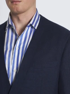 Navy blue linen, wool and silk Jardigan
