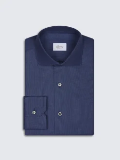 Navy blue micro motif cotton formal shirt