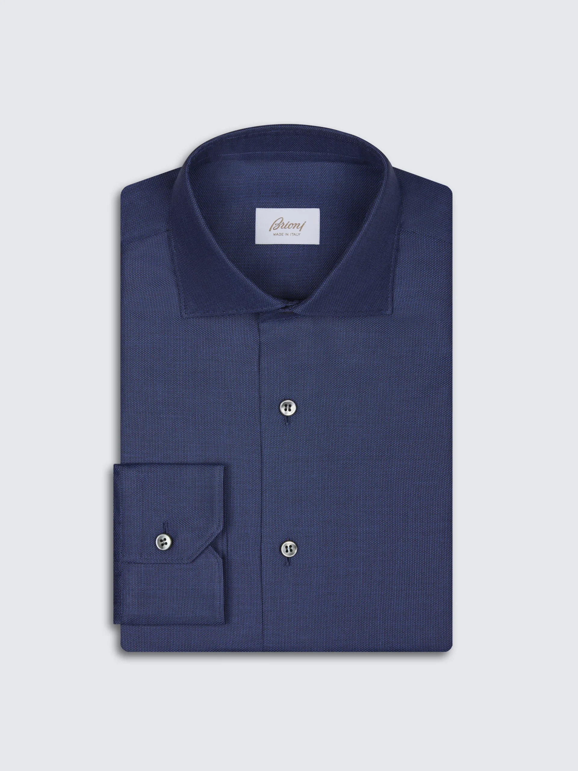 Navy blue micro motif cotton formal shirt