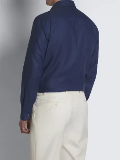 Navy blue micro motif cotton formal shirt
