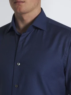 Navy blue micro motif cotton formal shirt