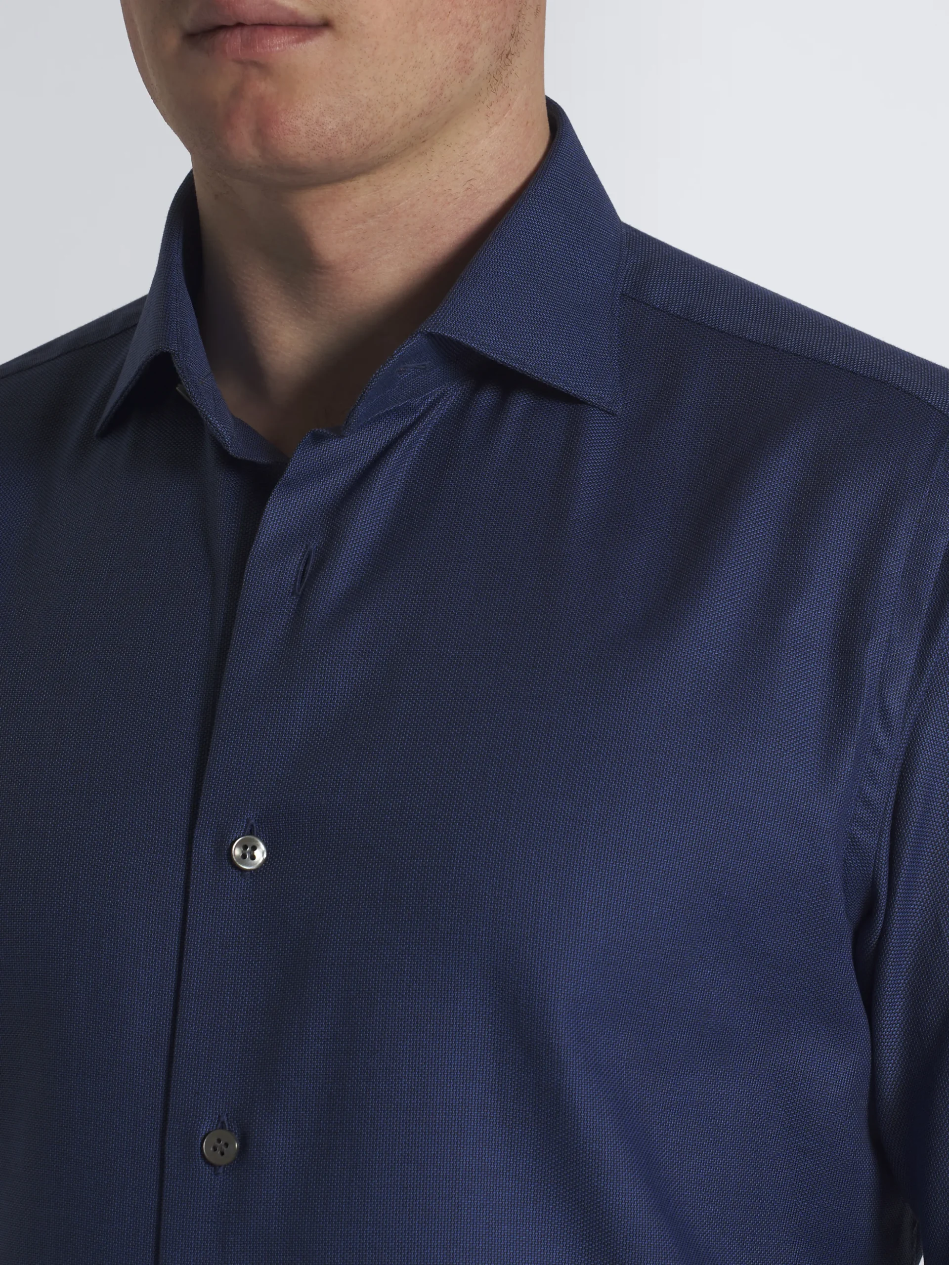 Navy blue micro motif cotton formal shirt