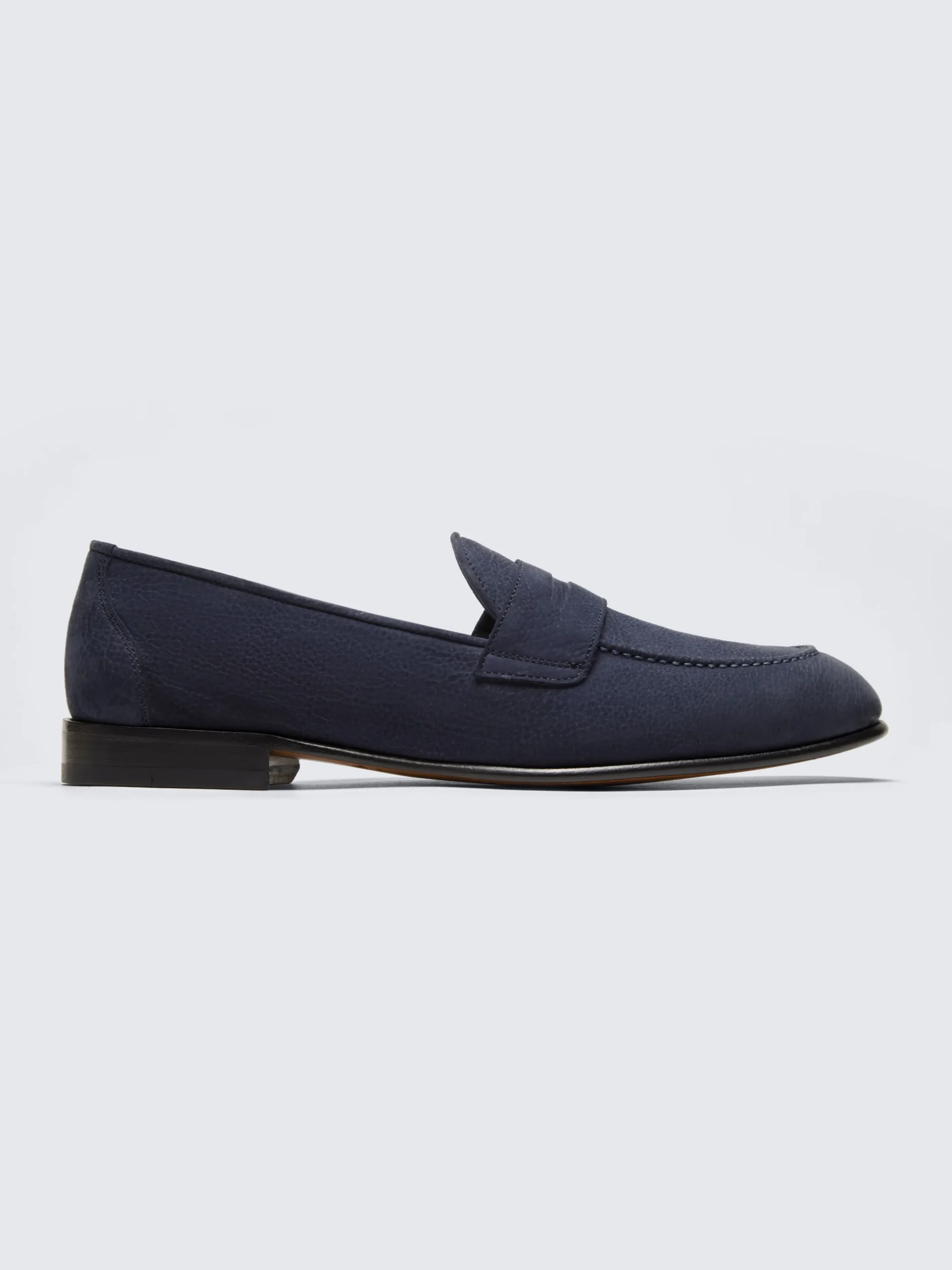 Navy blue nubuck Appia penny loafers