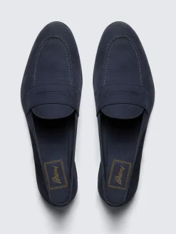 Navy blue nubuck Appia penny loafers
