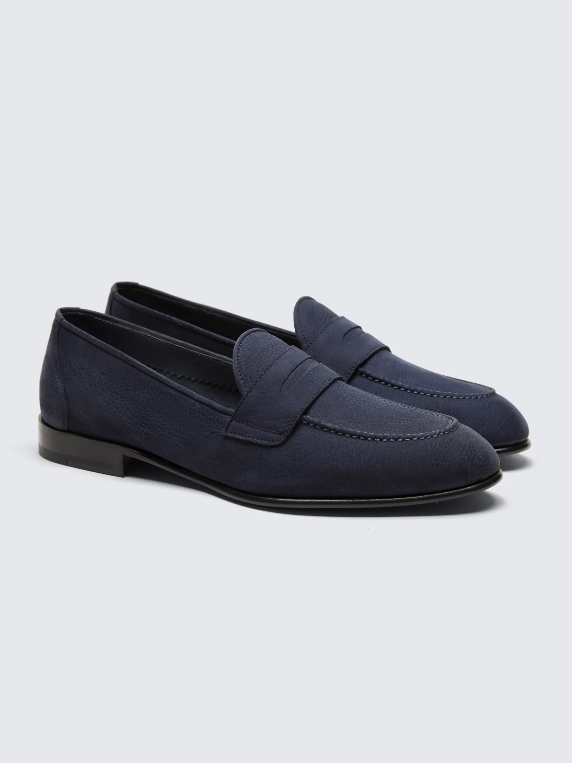 Navy blue nubuck Appia penny loafers