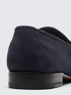 Navy blue nubuck Appia penny loafers