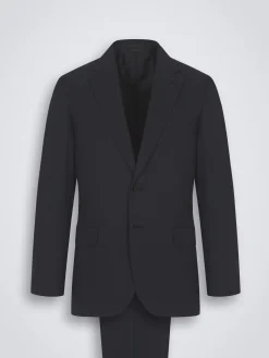 Navy blue pinstriped Super 210's wool Brunico suit