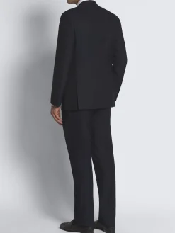 Navy blue pinstriped Super 210's wool Brunico suit