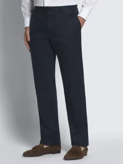 Navy blue Sea Island cotton twill Tigullio trousers