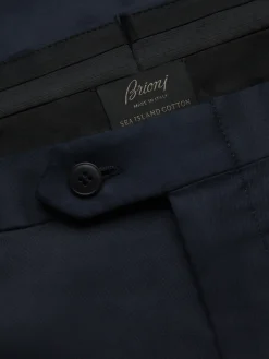 Navy blue Sea Island cotton twill Tigullio trousers