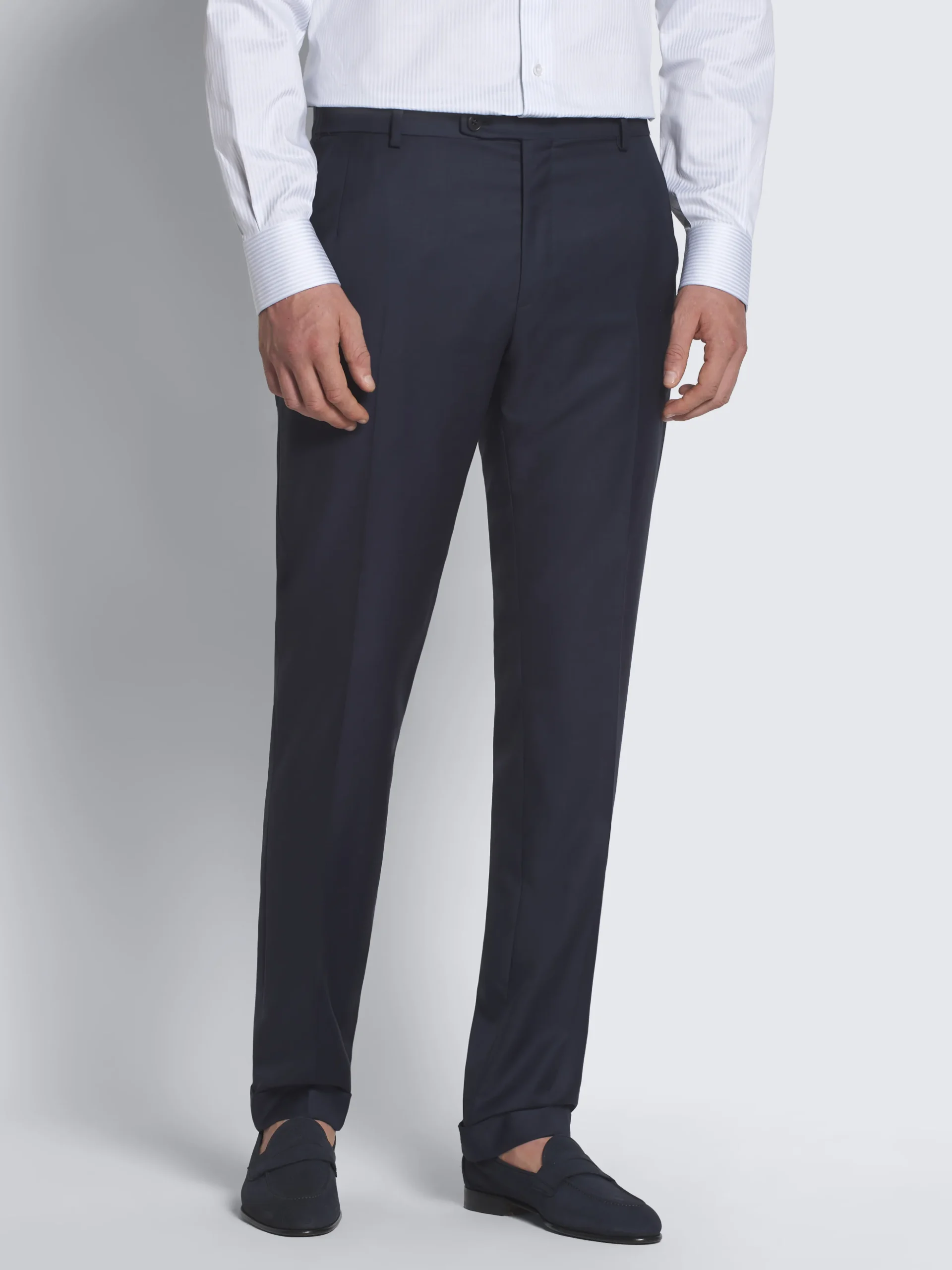 Navy blue Super 150's wool sharskin Journey trousers