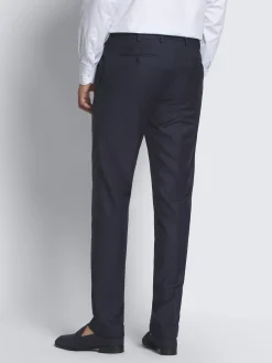 Navy blue Super 150's wool sharskin Journey trousers