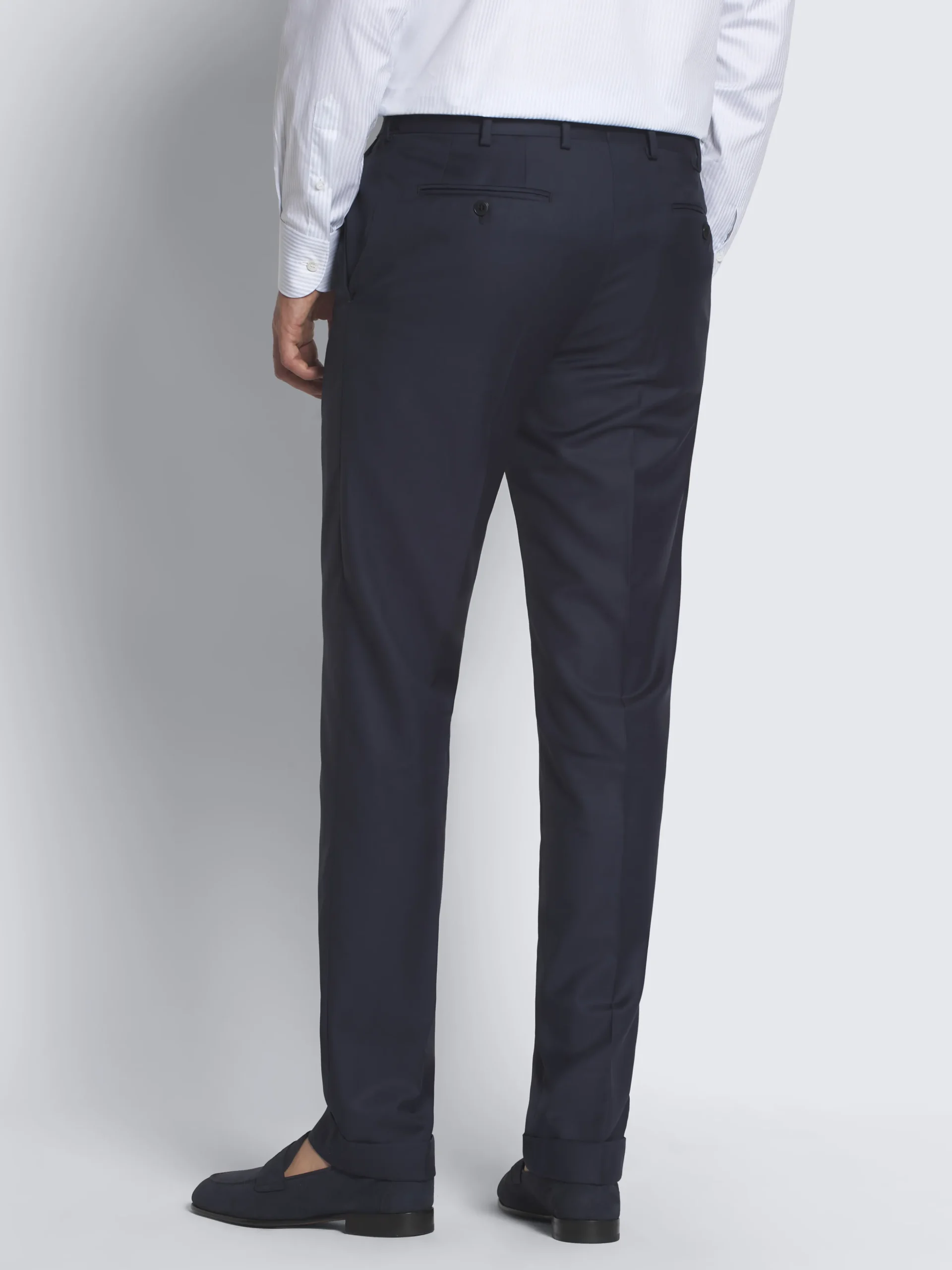 Navy blue Super 150's wool sharskin Journey trousers