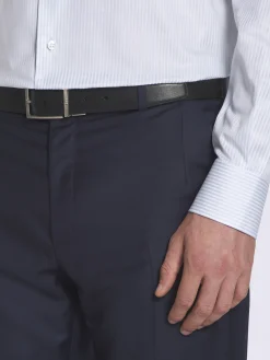 Navy blue Super 150's wool sharskin Journey trousers