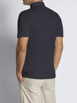 Navy blue tech wool polo