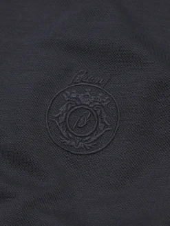 Navy blue tech wool polo