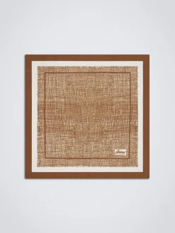Ochre and white silk pocket square