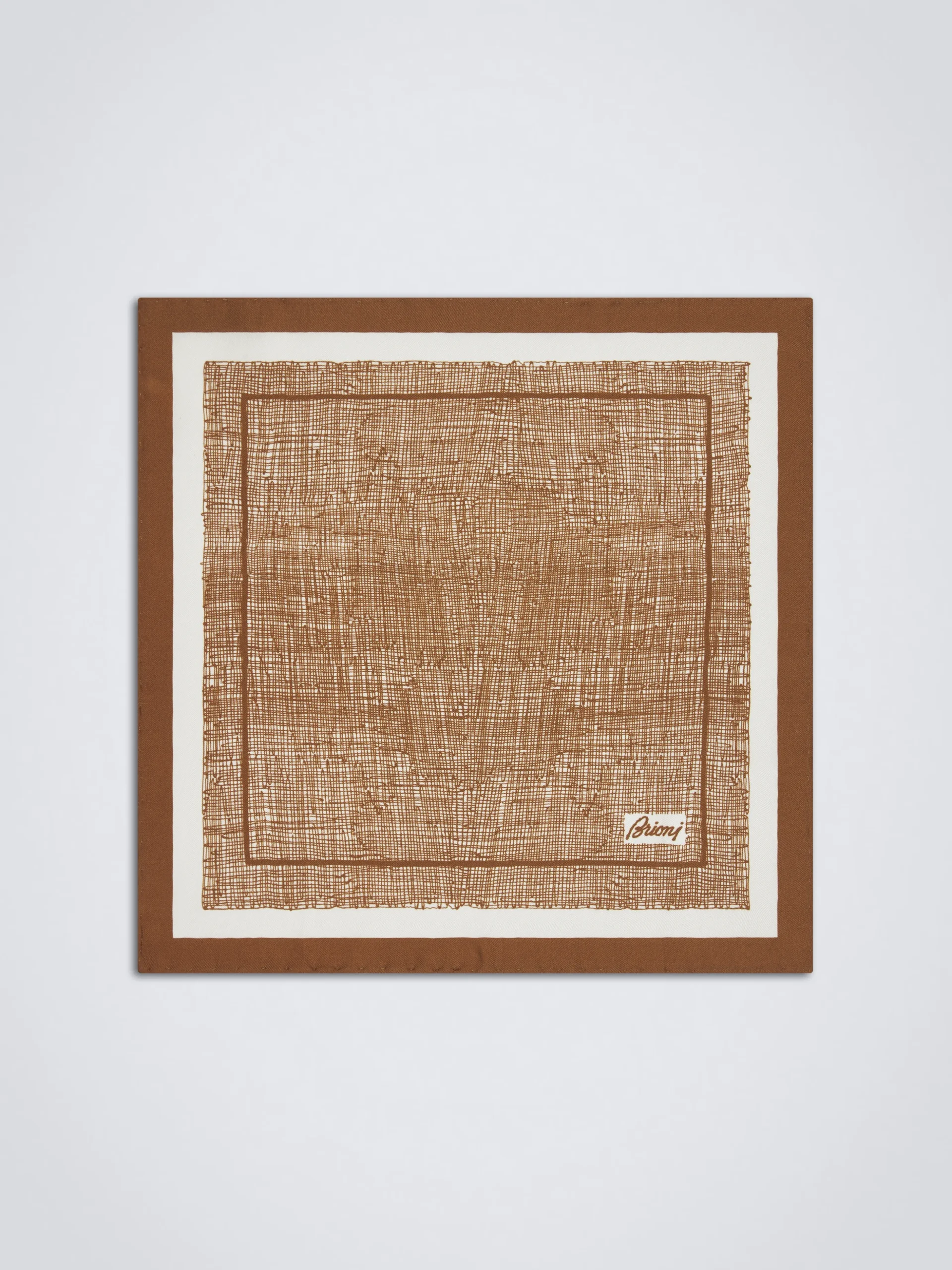 Ochre and white silk pocket square