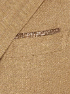 Ochre and white silk pocket square