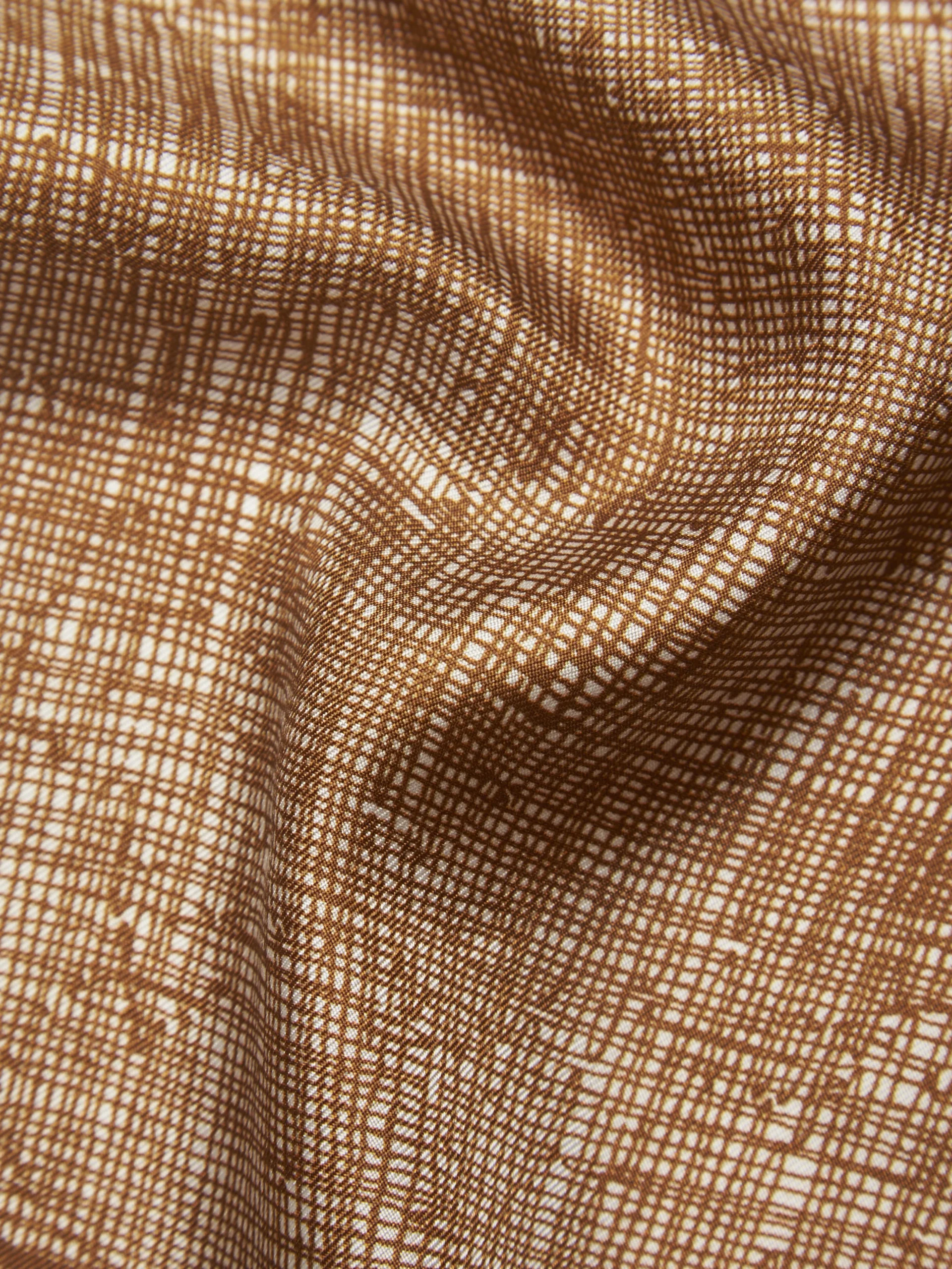 Ochre and white silk pocket square