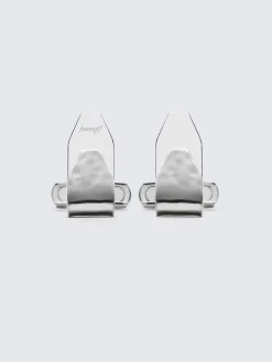 Octagon folded cufflinks in hammered silver
