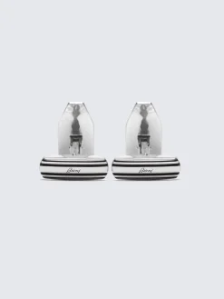 Octagon folded cufflinks in hammered silver