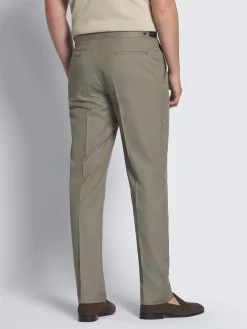 Olive green Sea Island cotton and wool Firenze trousers