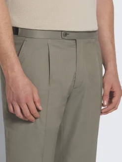 Olive green Sea Island cotton and wool Firenze trousers