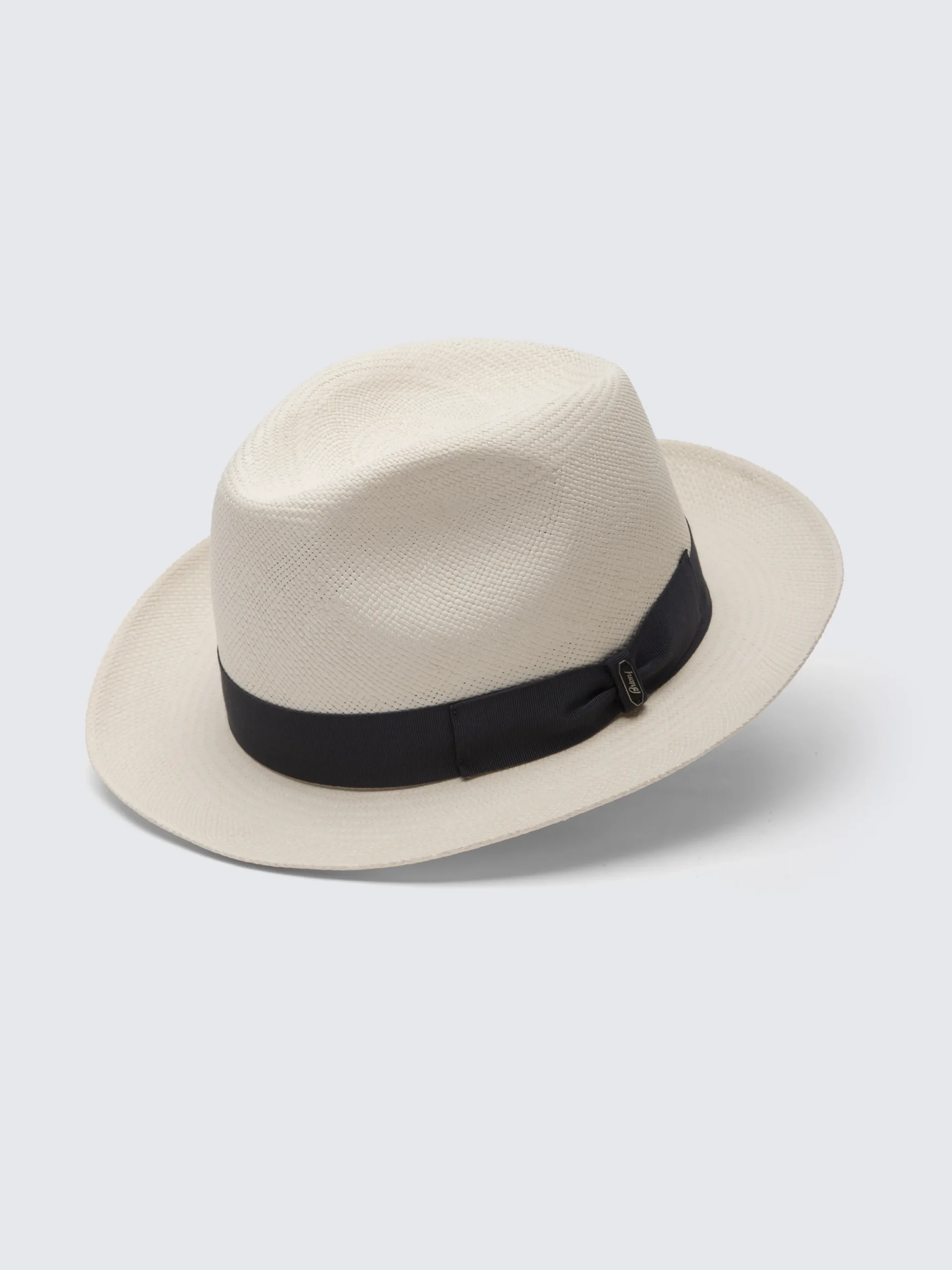 Panama hat with blue ribbon