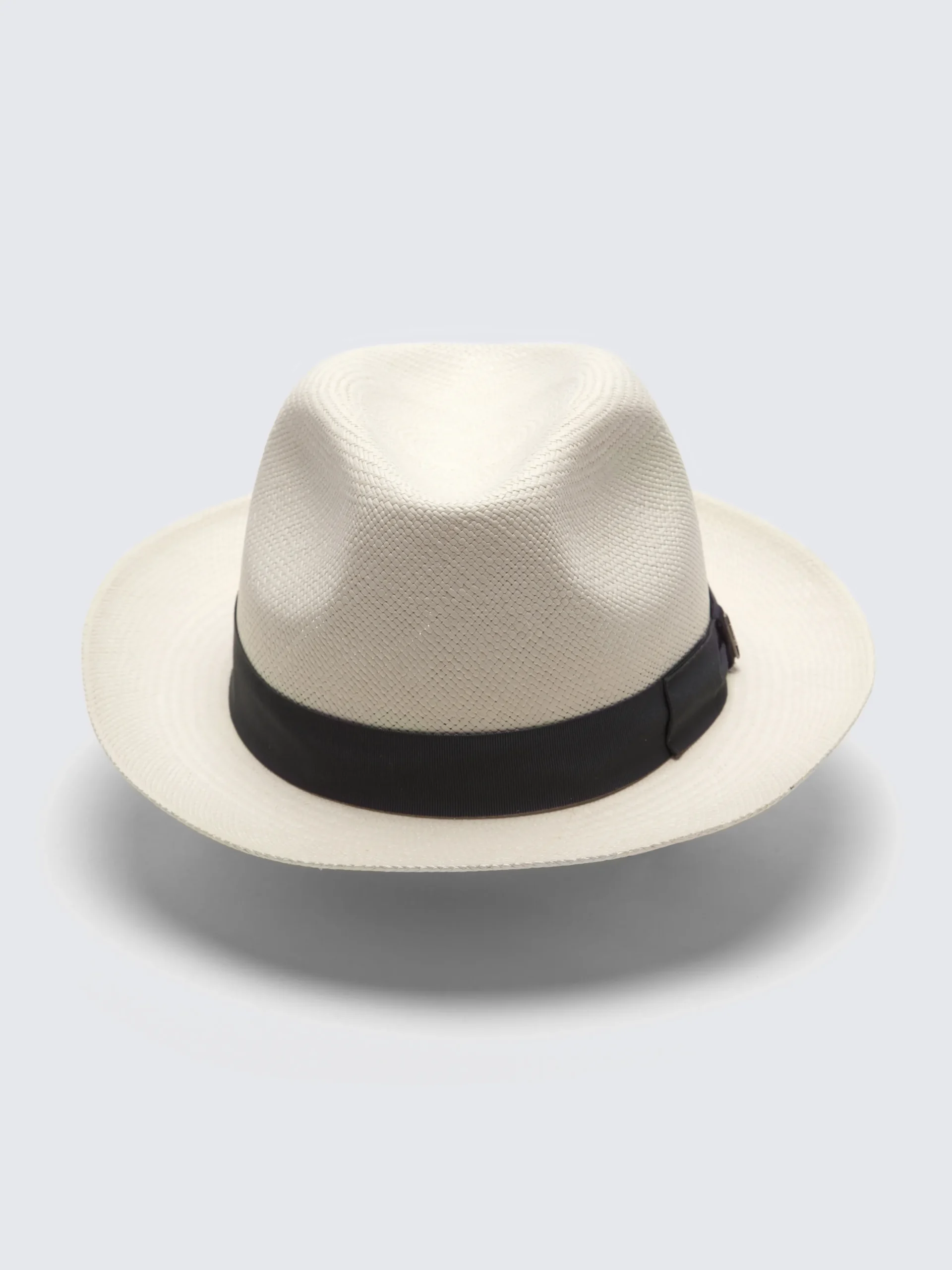 Panama hat with blue ribbon