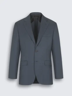 Petroleum blue cashmere and silk twill Plume jacket