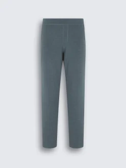 Petroleum blue cotton, cashmere and silk knitted trousers