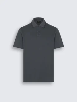 Petroleum blue organic cotton piqué polo