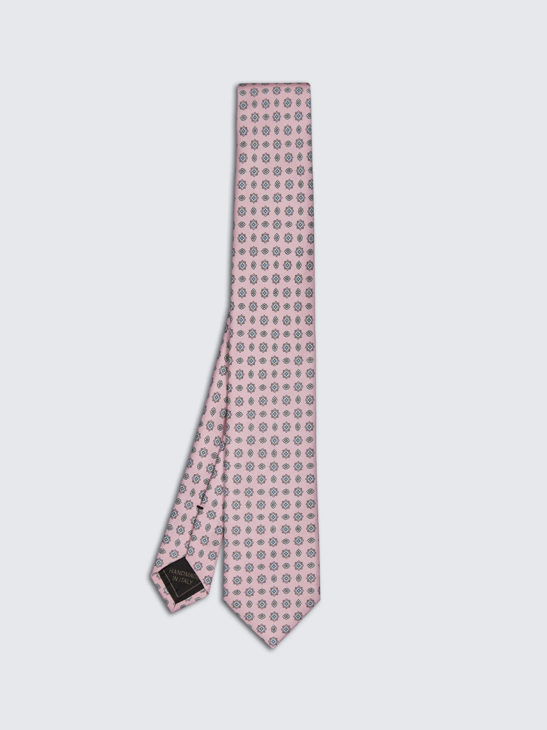 Pink and light blue micro motif silk tie