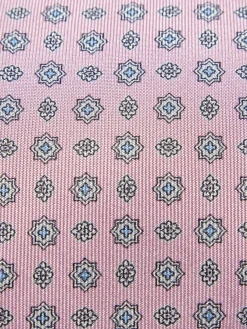Pink and light blue micro motif silk tie