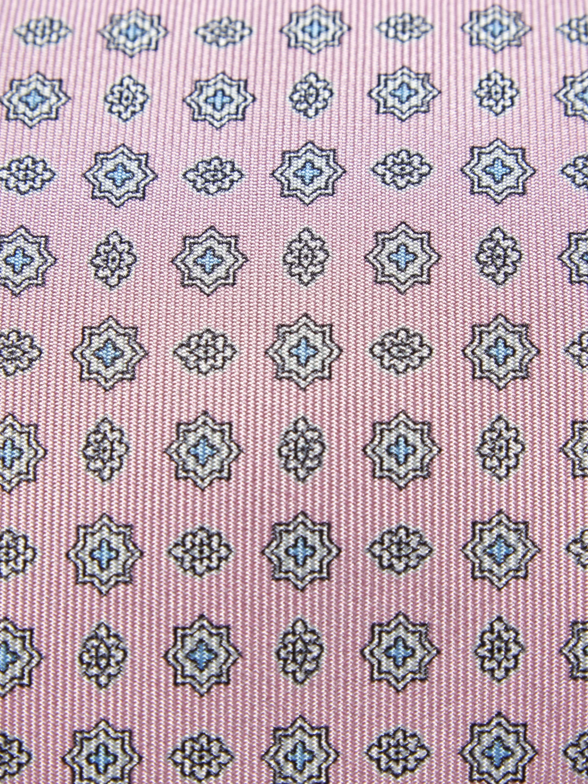 Pink and light blue micro motif silk tie