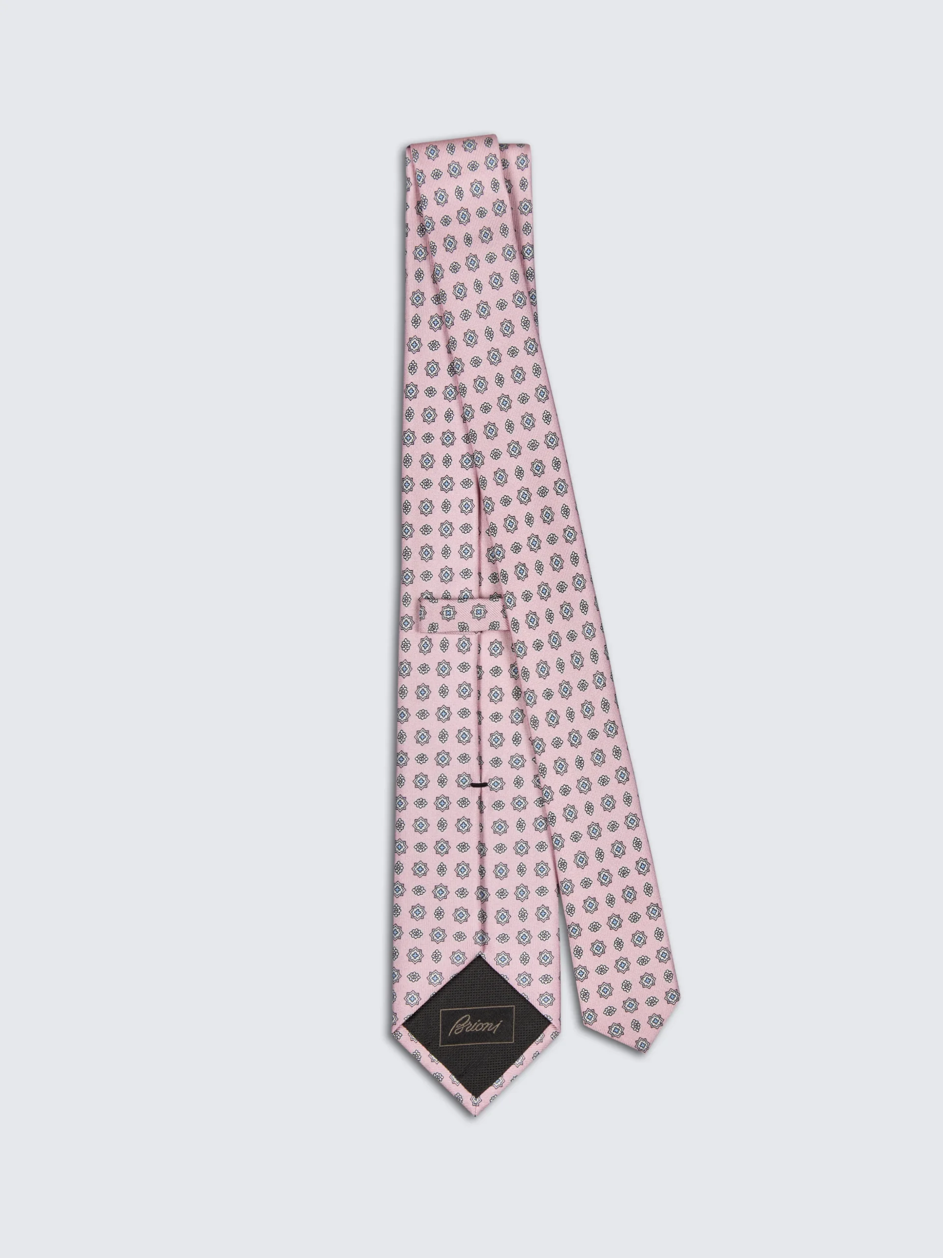Pink and light blue micro motif silk tie