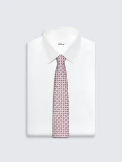 Pink and light blue micro motif silk tie