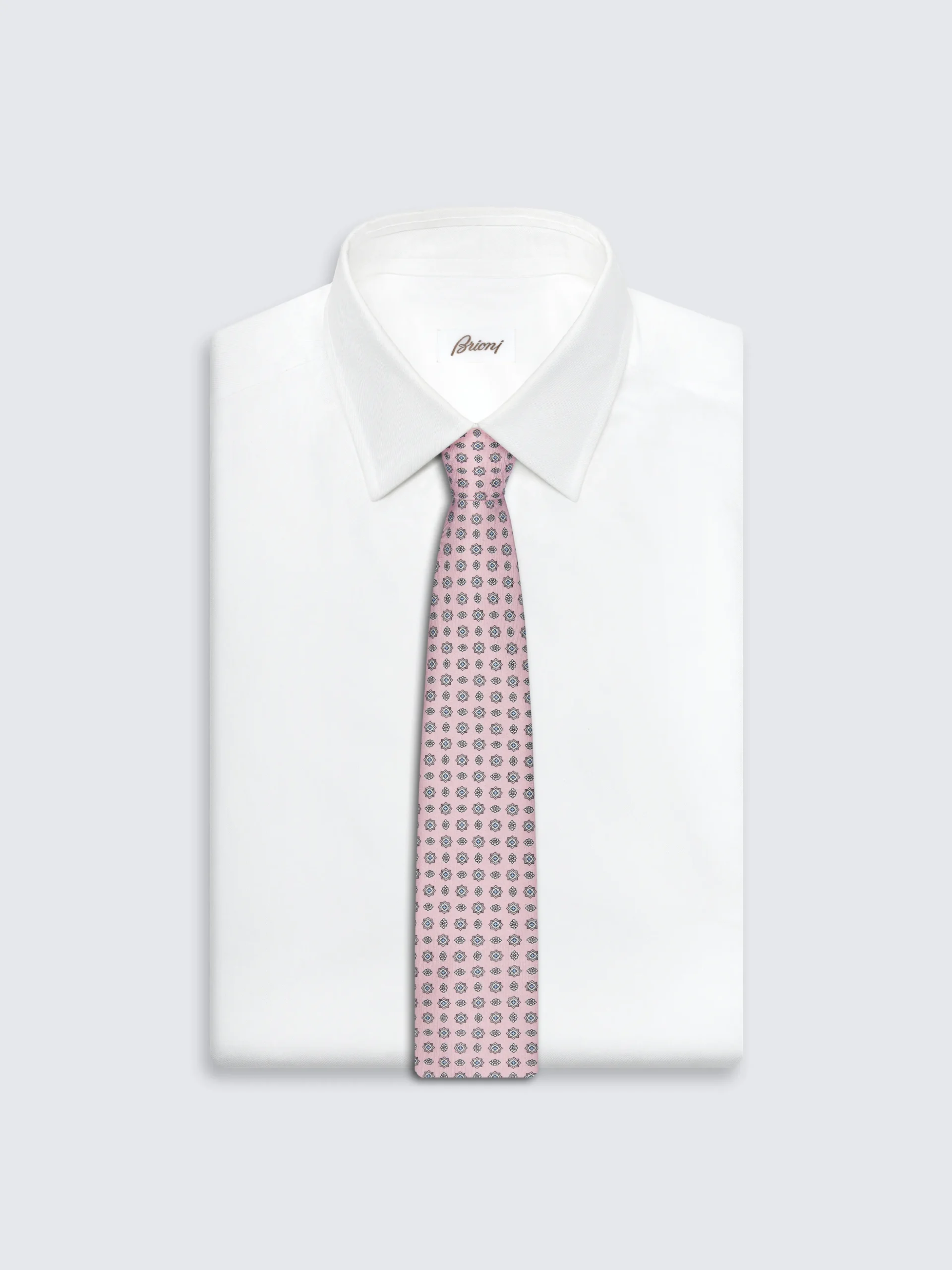 Pink and light blue micro motif silk tie