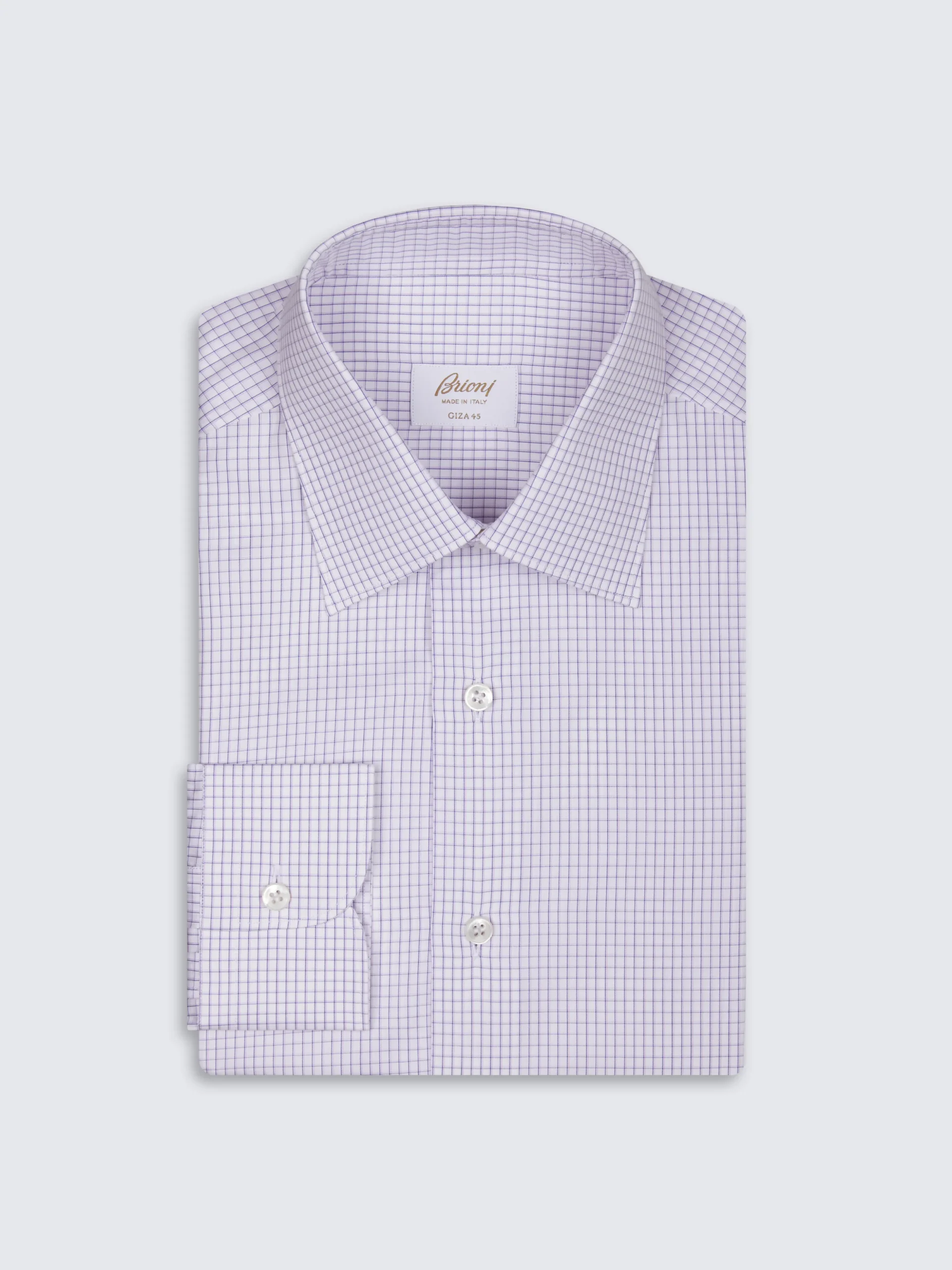 Pink and lilac micro-checked Ginza 45 cotton formal shirt