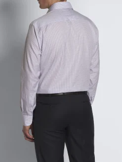 Pink and lilac micro-checked Ginza 45 cotton formal shirt