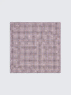 Pink and sky blue motif silk pocket square