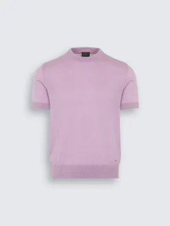 Pink cashmere and silk T-shirt