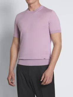 Pink cashmere and silk T-shirt
