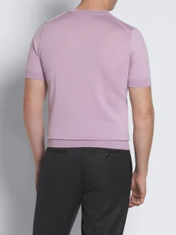Pink cashmere and silk T-shirt